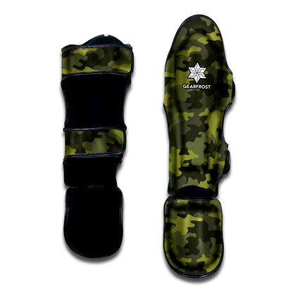 Dark Green Camouflage Print Muay Thai Shin Guard