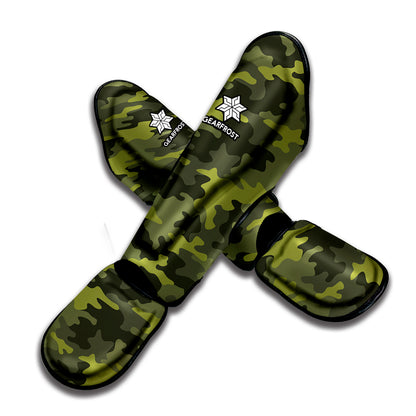 Dark Green Camouflage Print Muay Thai Shin Guard