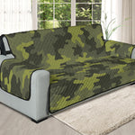 Dark Green Camouflage Print Oversized Sofa Protector