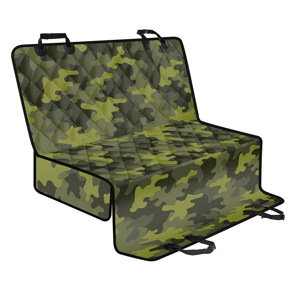 Dark Green Camouflage Print Pet Car Back Seat Cover
