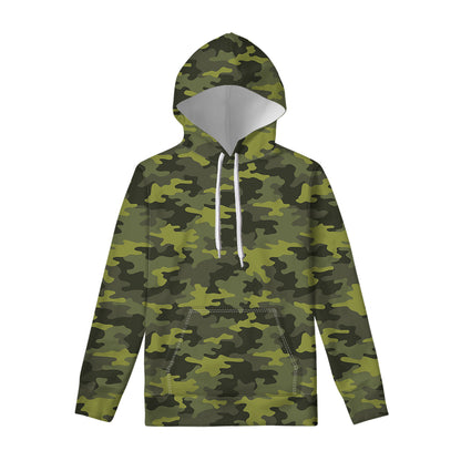 Dark Green Camouflage Print Pullover Hoodie