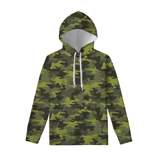 Dark Green Camouflage Print Pullover Hoodie