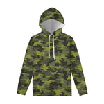 Dark Green Camouflage Print Pullover Hoodie