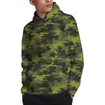 Dark Green Camouflage Print Pullover Hoodie