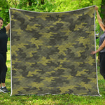 Dark Green Camouflage Print Quilt