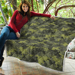 Dark Green Camouflage Print Quilt