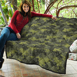 Dark Green Camouflage Print Quilt