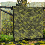Dark Green Camouflage Print Quilt