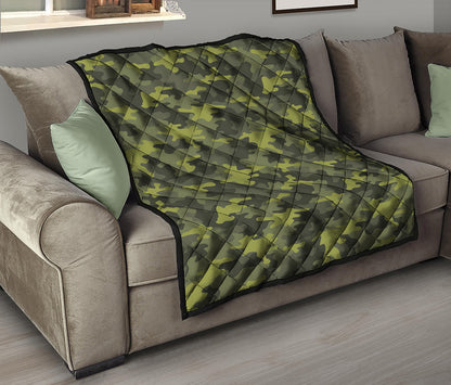 Dark Green Camouflage Print Quilt