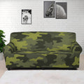 Dark Green Camouflage Print Sofa Cover