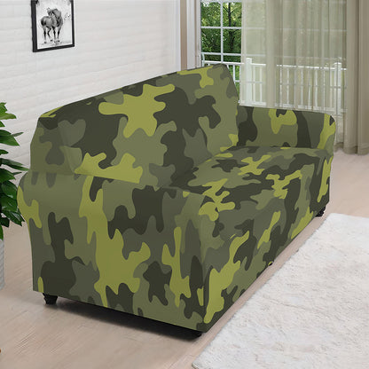 Dark Green Camouflage Print Sofa Cover
