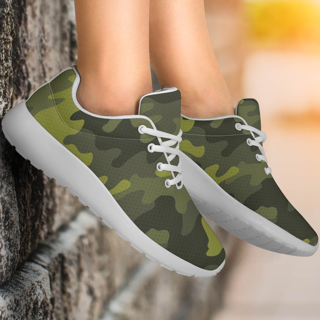 Dark Green Camouflage Print Sport Shoes GearFrost