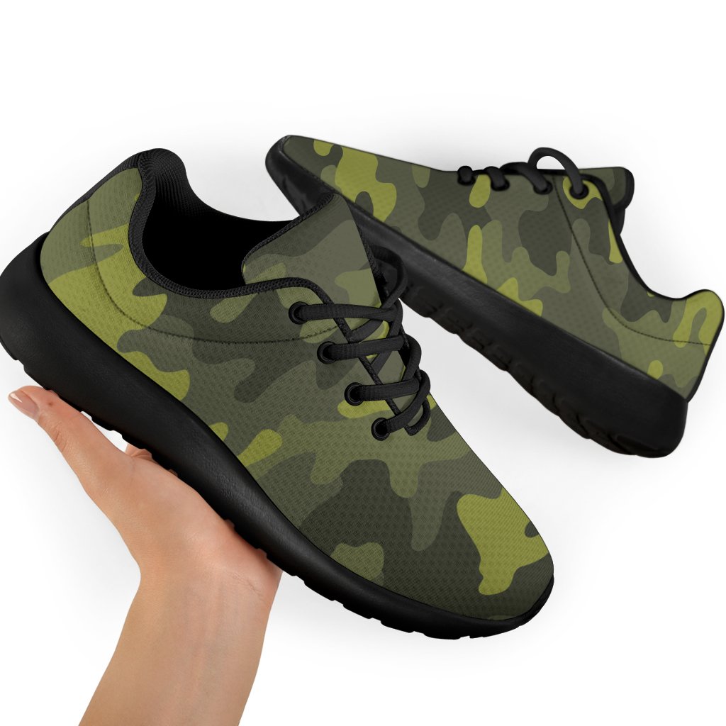 Dark Green Camouflage Print Sport Shoes GearFrost