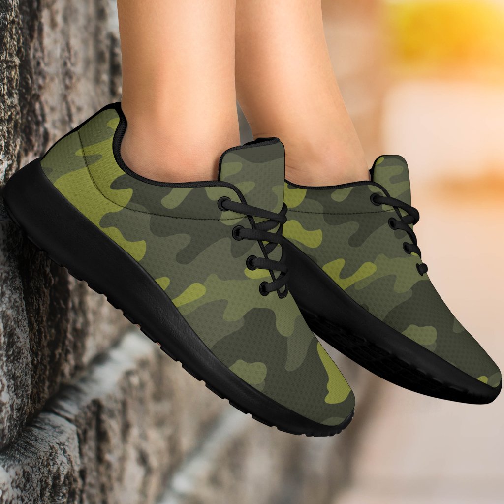 Dark Green Camouflage Print Sport Shoes GearFrost