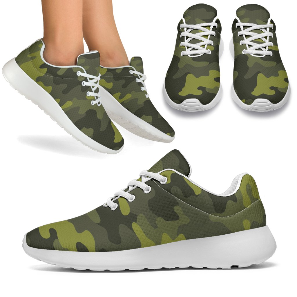 Dark Green Camouflage Print Sport Shoes GearFrost