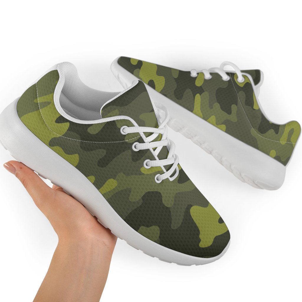 Dark Green Camouflage Print Sport Shoes GearFrost