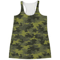 Dark Green Camouflage Print Women's Racerback Tank Top