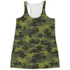 Dark Green Camouflage Print Women's Racerback Tank Top