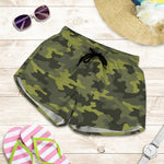 Dark Green Camouflage Print Women's Shorts