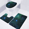 Dark Green Galaxy Space Print 3 Piece Bath Mat Set