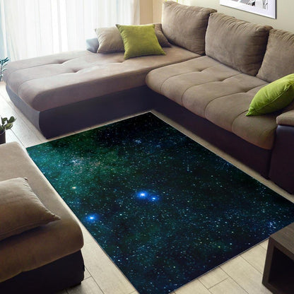 Dark Green Galaxy Space Print Area Rug GearFrost
