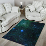Dark Green Galaxy Space Print Area Rug GearFrost