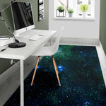 Dark Green Galaxy Space Print Area Rug GearFrost