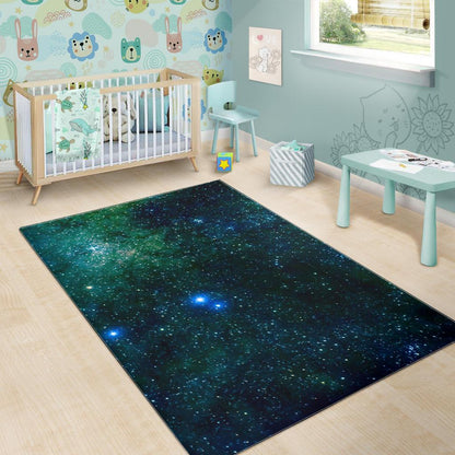 Dark Green Galaxy Space Print Area Rug GearFrost