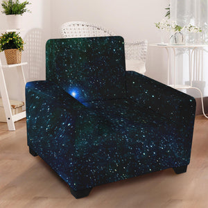 Dark Green Galaxy Space Print Armchair Slipcover