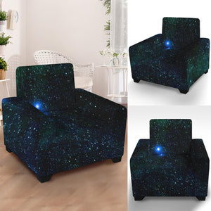 Dark Green Galaxy Space Print Armchair Slipcover