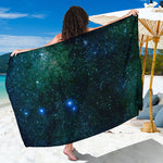 Dark Green Galaxy Space Print Beach Sarong Wrap