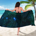 Dark Green Galaxy Space Print Beach Sarong Wrap