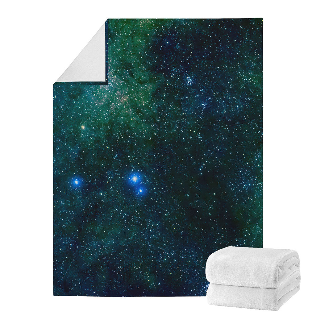 Dark Green Galaxy Space Print Blanket