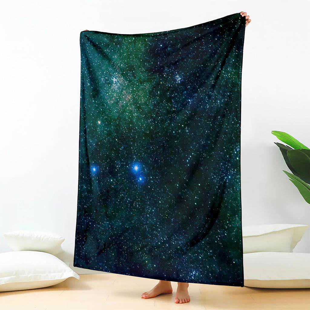 Dark Green Galaxy Space Print Blanket