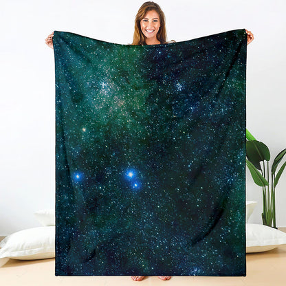 Dark Green Galaxy Space Print Blanket