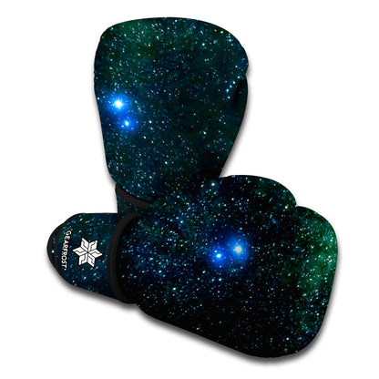 Dark Green Galaxy Space Print Boxing Gloves