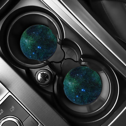 Dark Green Galaxy Space Print Car Coasters