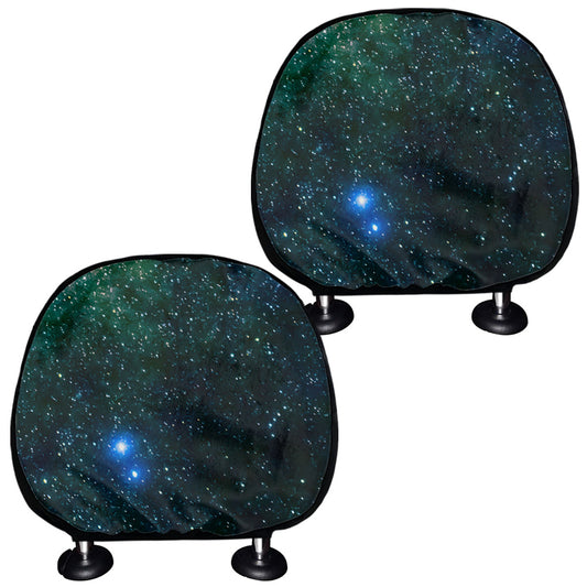 Dark Green Galaxy Space Print Car Headrest Covers