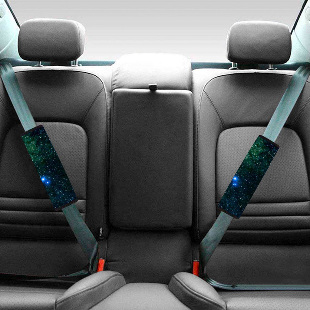 Dark Green Galaxy Space Print Car Seat Belt Covers
