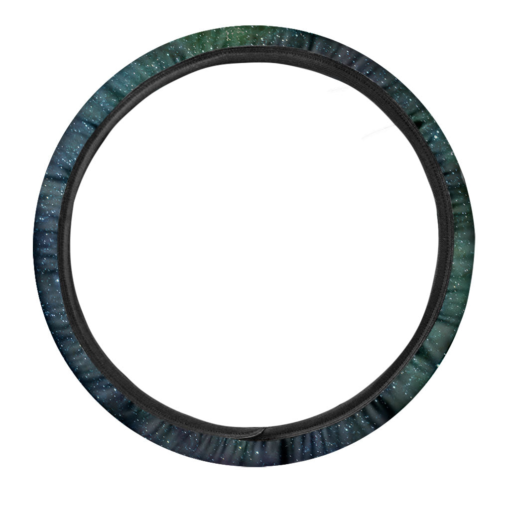 Dark Green Galaxy Space Print Car Steering Wheel Cover