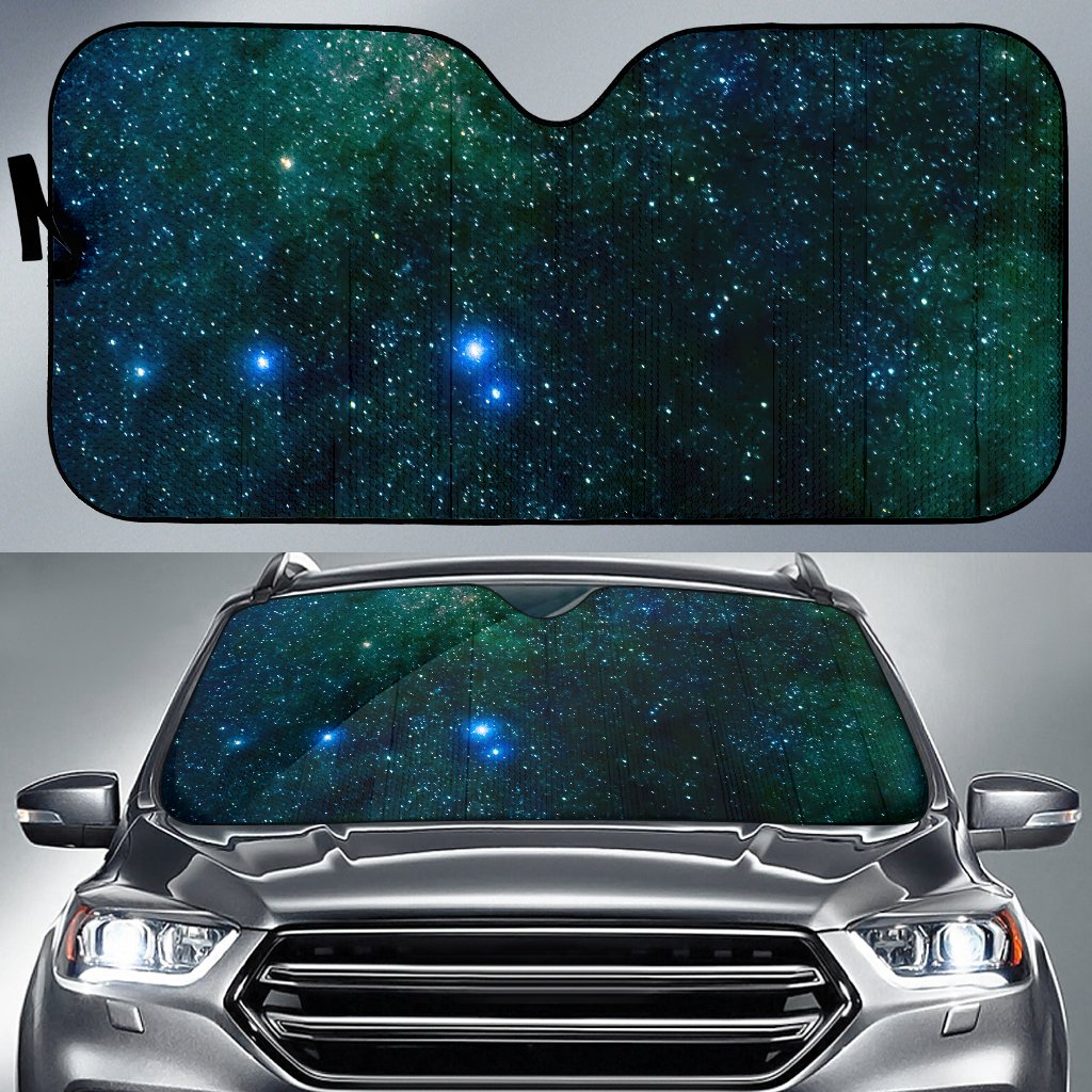 Dark Green Galaxy Space Print Car Sun Shade GearFrost