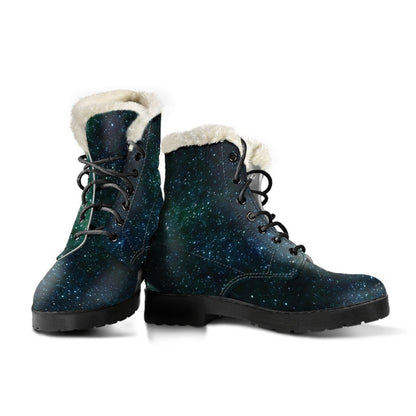 Dark Green Galaxy Space Print Comfy Boots GearFrost