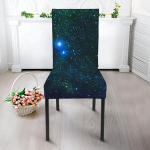 Dark Green Galaxy Space Print Dining Chair Slipcover