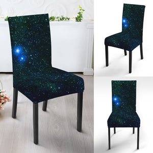 Dark Green Galaxy Space Print Dining Chair Slipcover