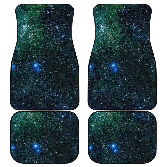 Dark Green Galaxy Space Print Front and Back Car Floor Mats