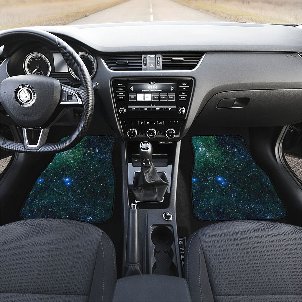 Dark Green Galaxy Space Print Front and Back Car Floor Mats