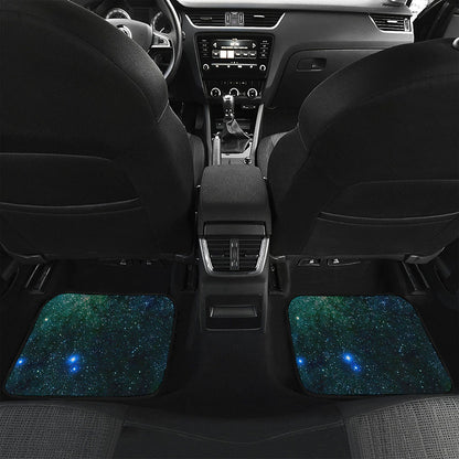 Dark Green Galaxy Space Print Front and Back Car Floor Mats