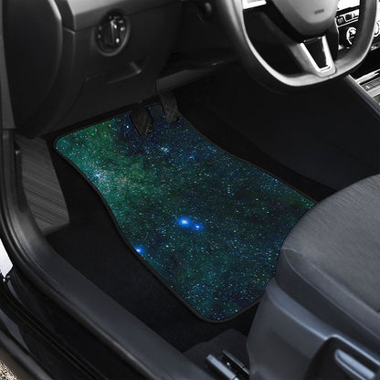 Dark Green Galaxy Space Print Front and Back Car Floor Mats