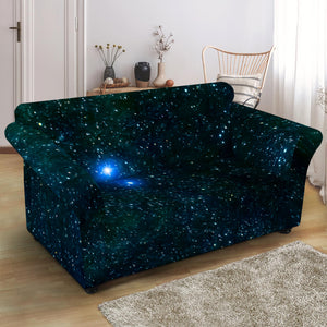 Dark Green Galaxy Space Print Loveseat Slipcover