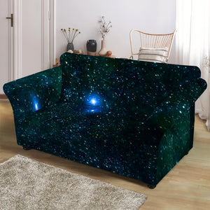 Dark Green Galaxy Space Print Loveseat Slipcover